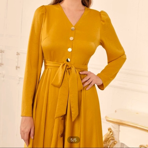 SHEIN Dresses & Skirts - COPY - Asymmetrical Hem Line Mustard/Gold Size 8/10 (L)